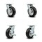 Service Caster 6 Inch Rubber on Aluminum Swivel Caster Set with Roller Bearing 2 Brake SCC SCC-30CS620-RAR-2-TLB-2 - alternate 1